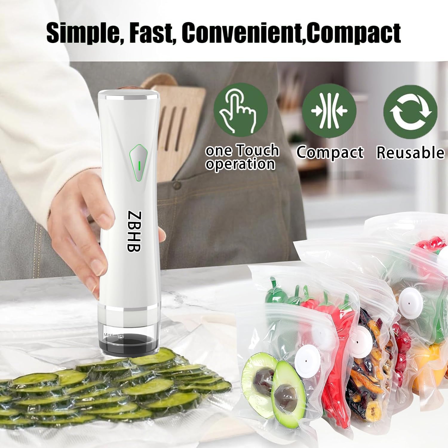 Vacuum Sealer for Food, Food Saver Vacuum Sealer Machine,Vacuum Sealer Bags for Food,Food Vacuum Sealer Machine,6x Freshness Retention,with Visual Water Tank,with 30 Reusable Bags