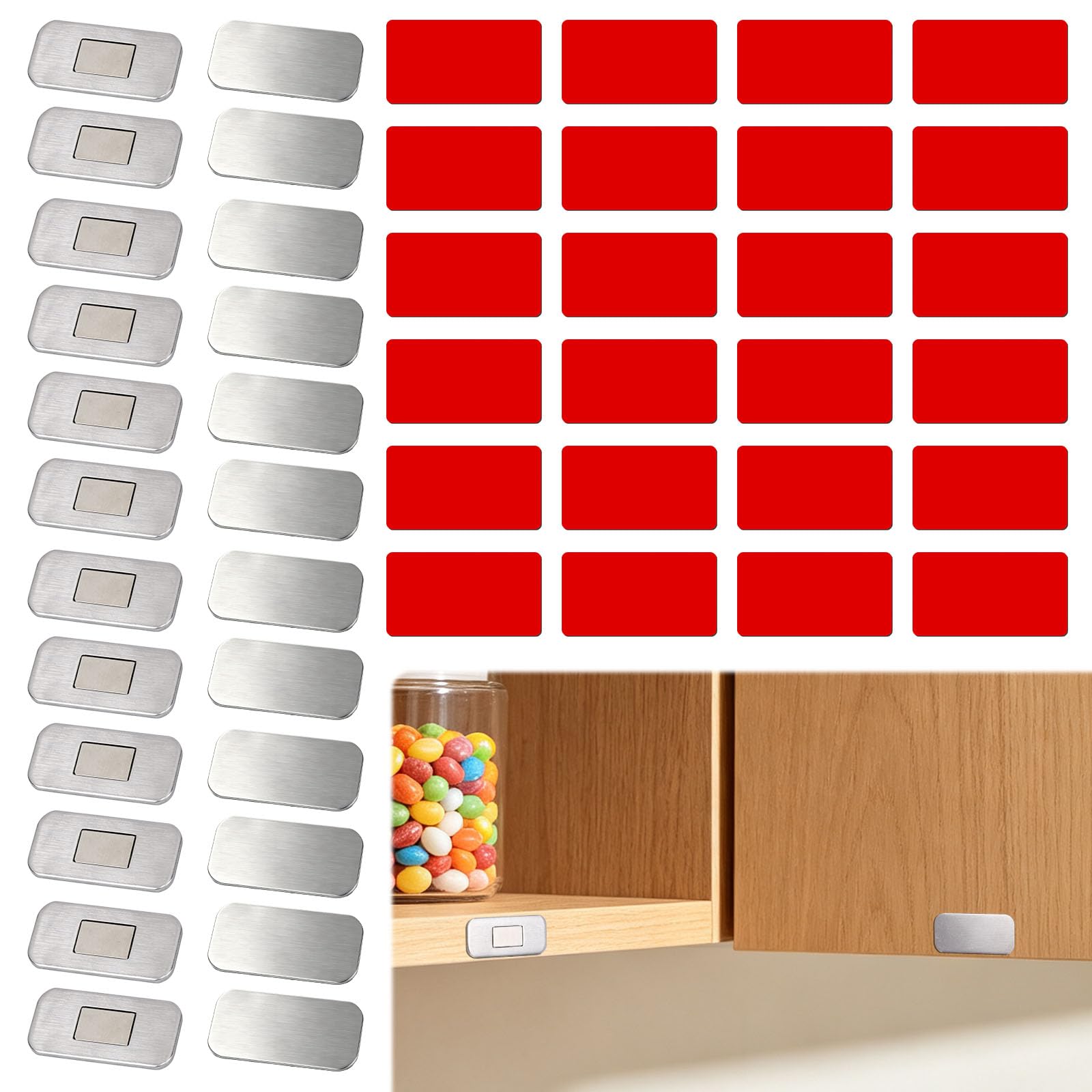 Gosknor 12 Pairs Magnetic Cabinet Door Catches with 24 Adhesive Pads
