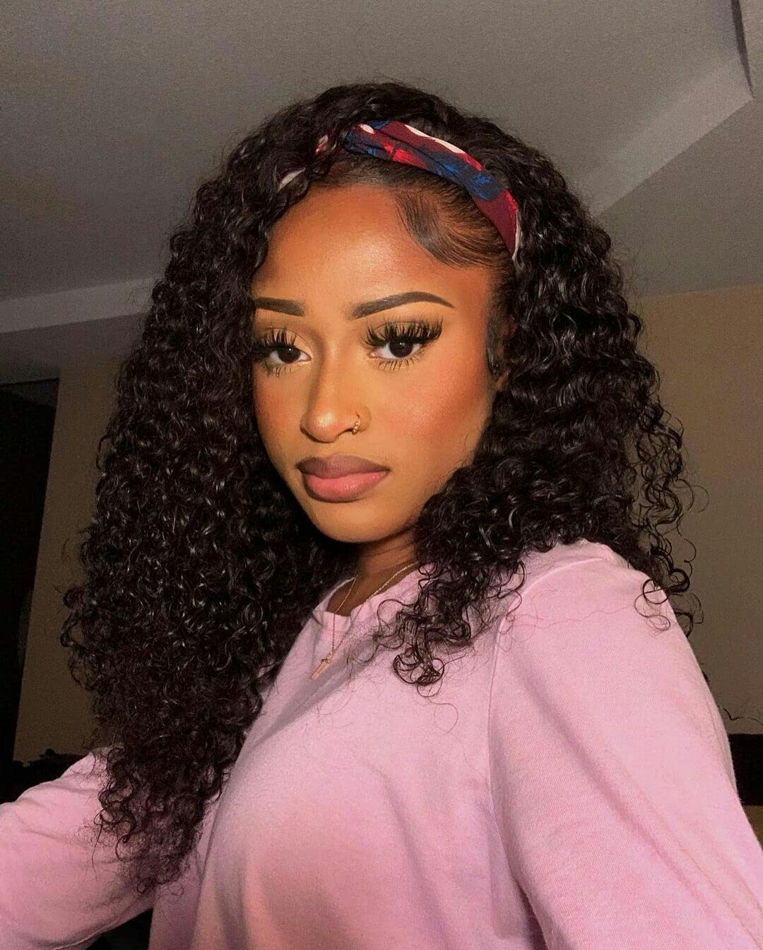 Amazon.com : Lauberita Headband Wig Human Hair Wigs 18-Inch  display picture 3