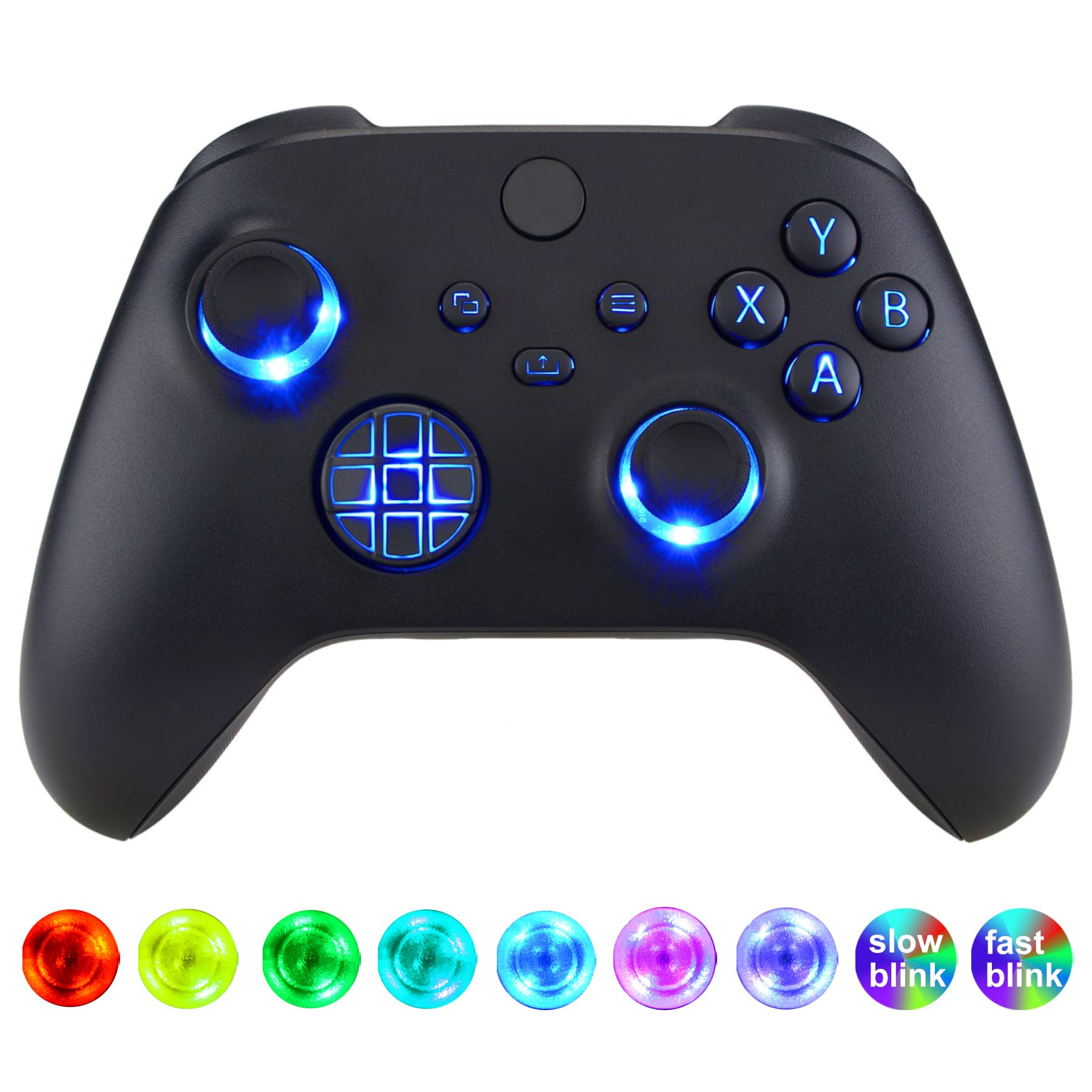 eXtremeRate Boutons Lumineux LED pour Xbox Series X S Manette avec Joystick de Remplacement pour Xbox Series X S,DTF V2 LED Kit pour Xbox Core Controller(Sans Manette)-Noir