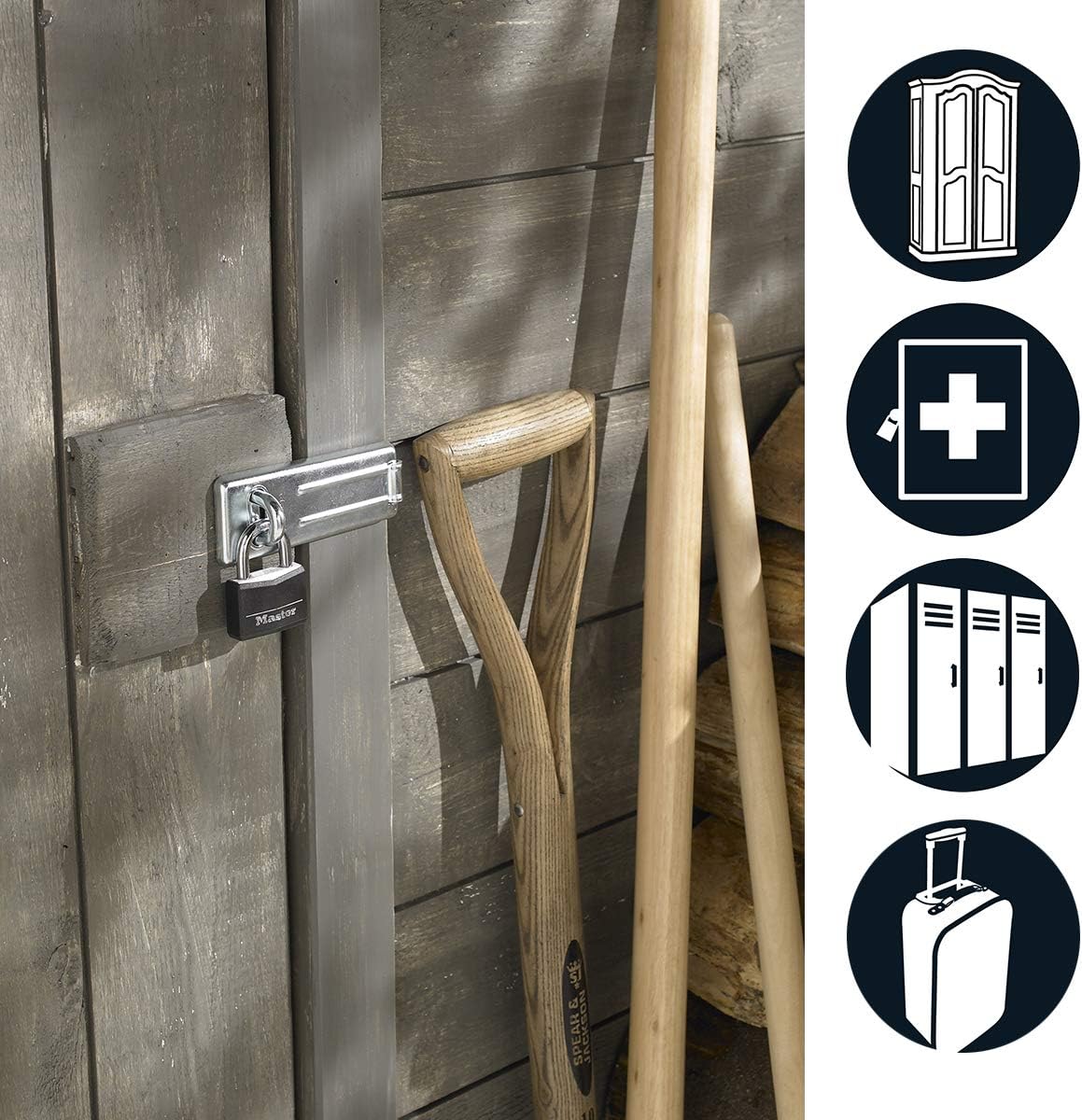 Master Lock 9150EURDBLK Keyed Padlock Solid Aluminium Vinyl Coated Black, 5 x 6.8 x 1.5 cm