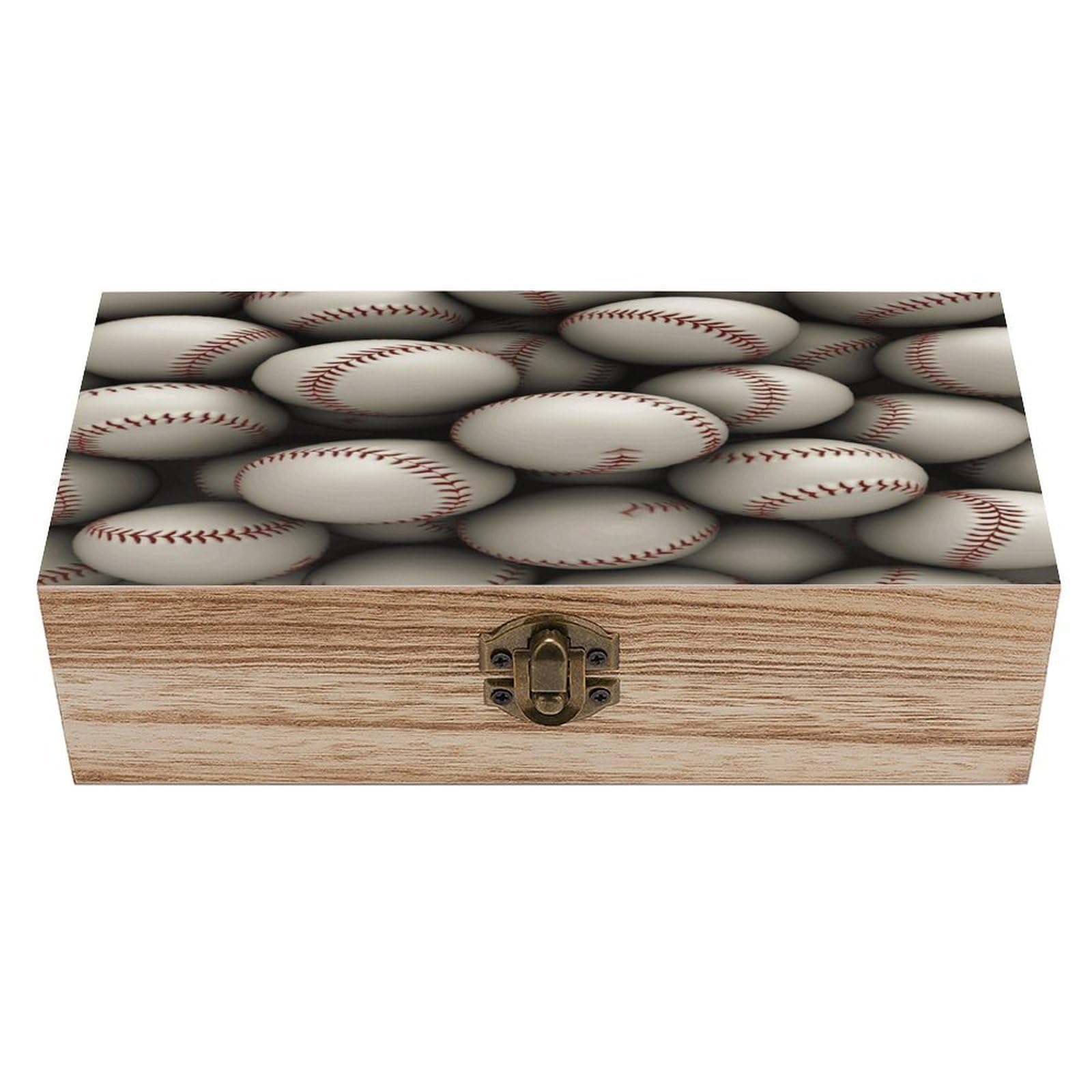 asbwuo Baseball Wood Keepsake Box Wooden Box with Hinged Lid