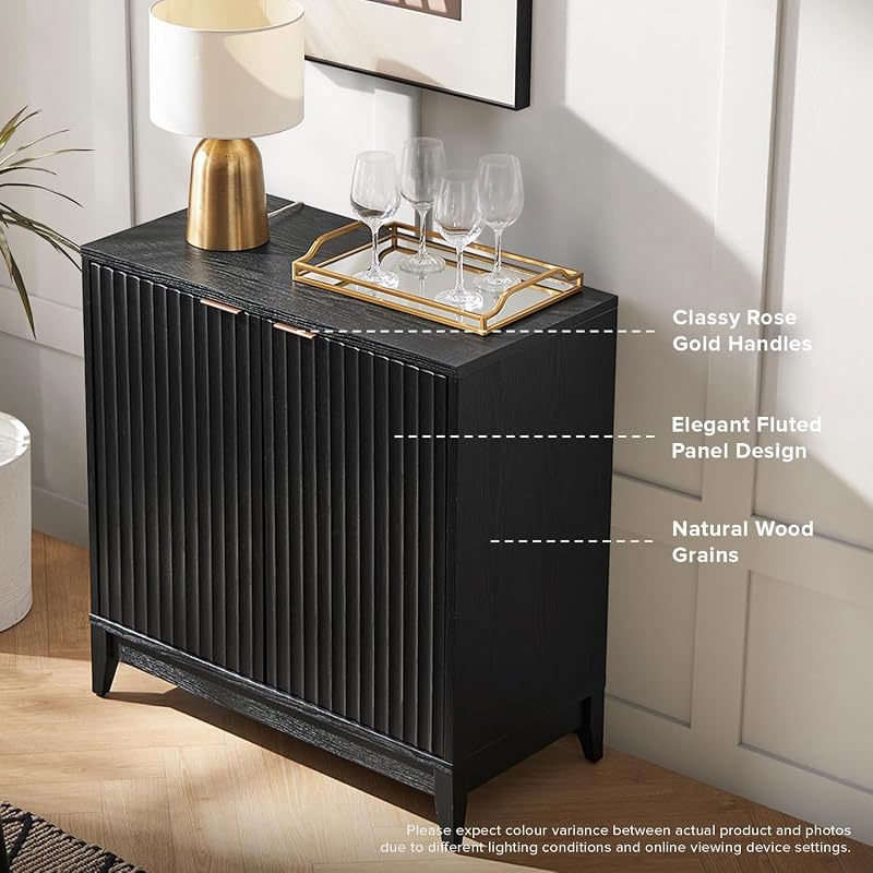 mopio Brooklyn Storage Cabinet, Sideboard, Credenza (Black, Set of 2) image 5