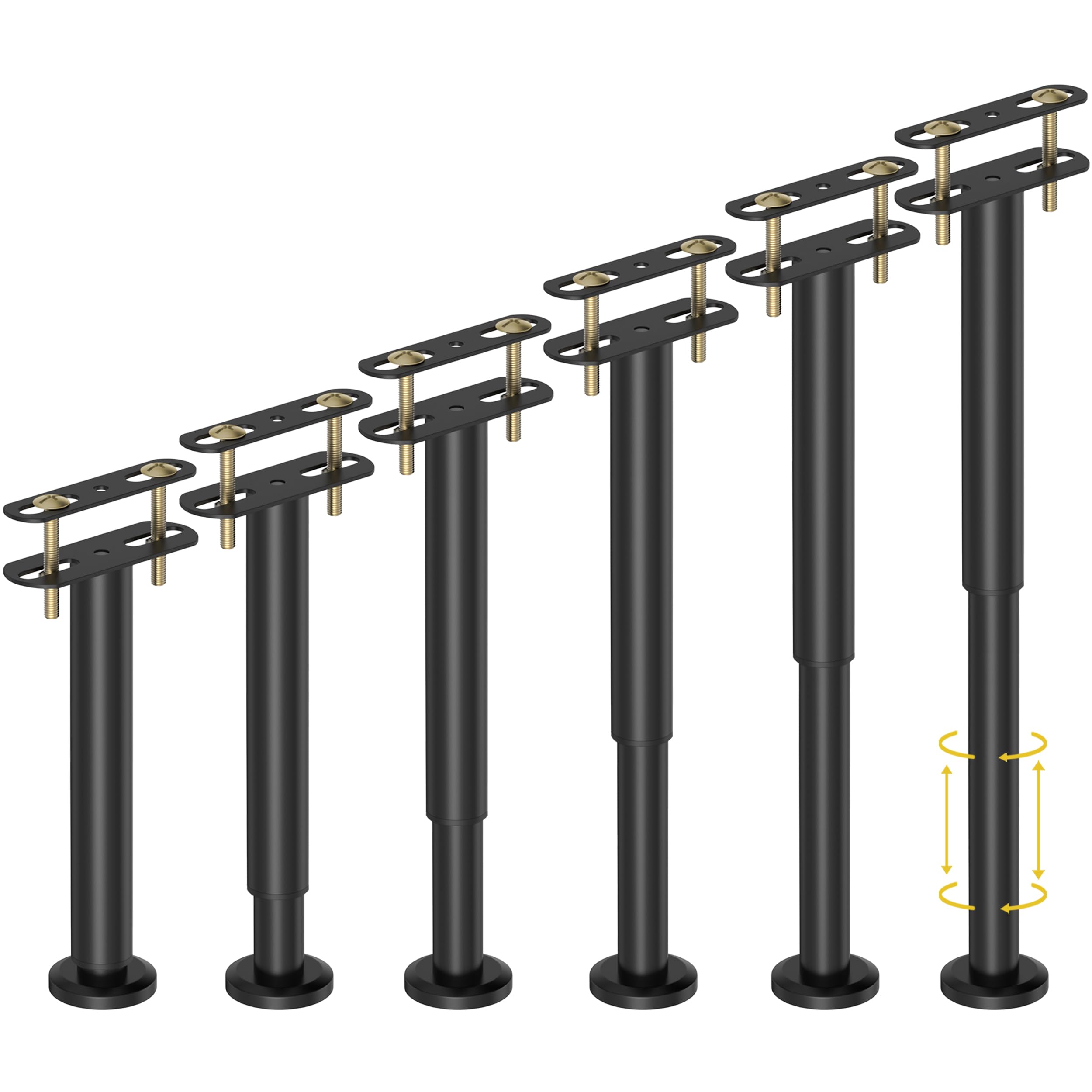 Wlrrcwdttc 6 Pcs Adjustable Height Bed Support Legs 10-17 inch, Bed Frame Center Support Legs for Bed Frame/Bed Center Slat/Furniture, Heavy Duty Metal Bed Legs Replacement Bed Slats Support Legs