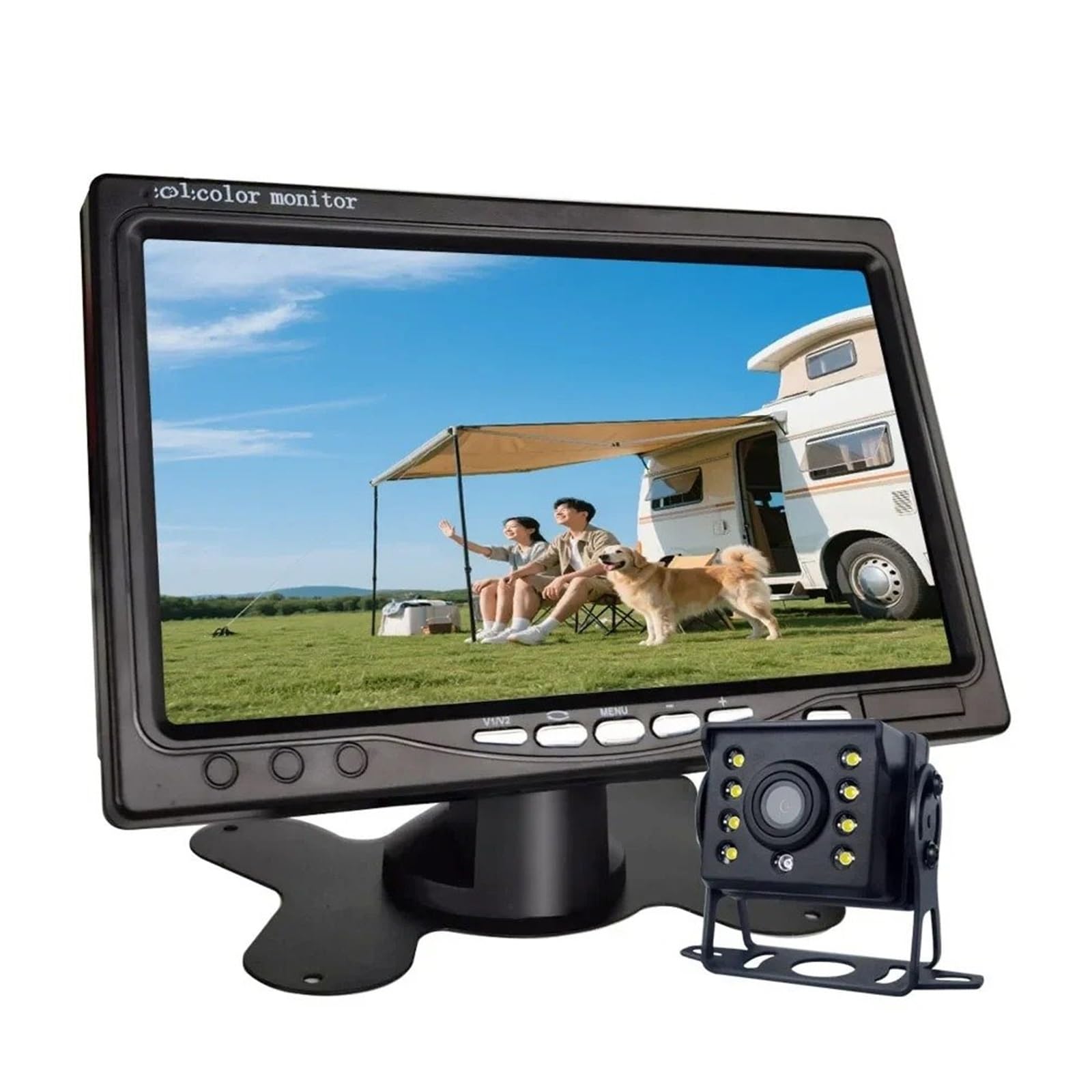 Cámara Reversa con Monitor Visión Trasera A Color LCD 7", 12 V/24 V CVBS para Autobuses Camiones Autocaravanas Remolques Camionetas. Cámara Trasera