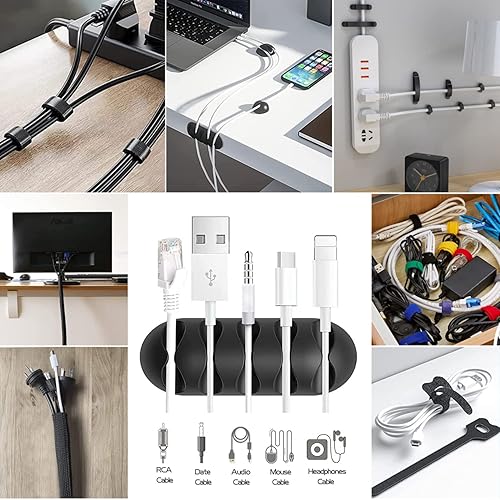 Miniatura 3 de Caja de organización de cables, paquete de 3 cajas organizadoras de cables con 33 piezas para ocultar regleta de alimentación, protector de