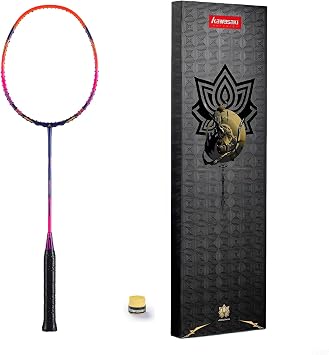 Kawasaki Professional Badminton Racket 35lbs High Tension 5U Ultra-Light 40T High Modulus Graphite Attack Type Lightweight Racket NEZHA 35Orange, Standard, Green