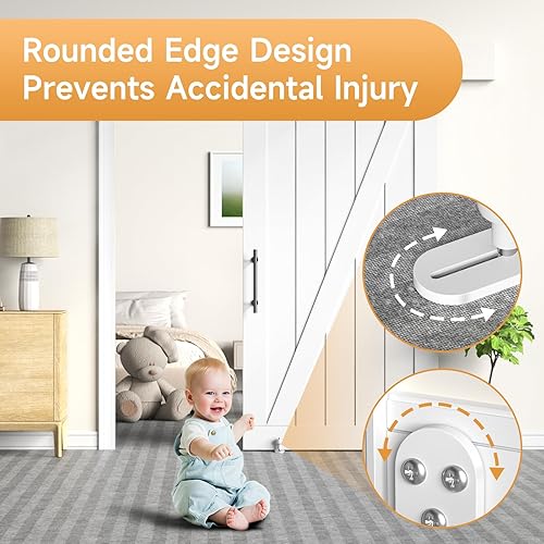 Miniatura 5 de 2 piezas de guía de suelo para puerta de granero corrediza, hardware de puerta de granero con rodillos ajustables, rodillos para puerta de granero