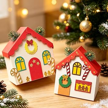 Alinacutle 3D Gingerbread House Metal Cutting Die Cut for Gifts Packaging Handmade Paper Craft DIY New Year Christmas Festival Celebrate Present Container