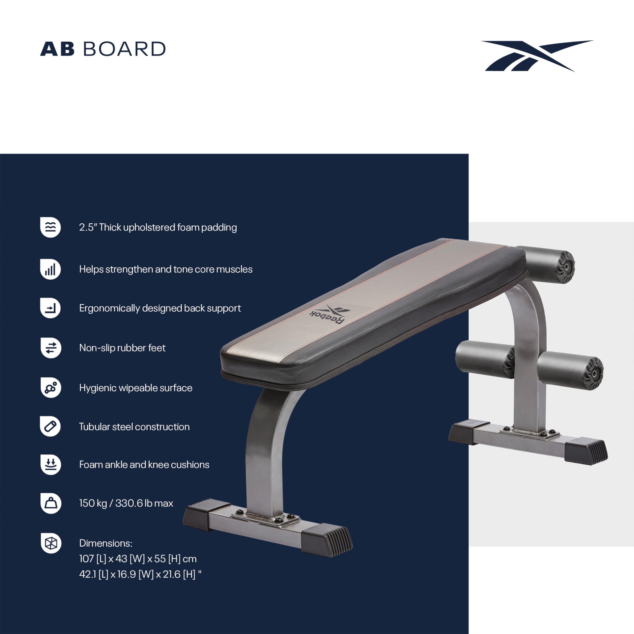 Amazon.com : Reebok Fitness Strength Training Bench with Wipeable