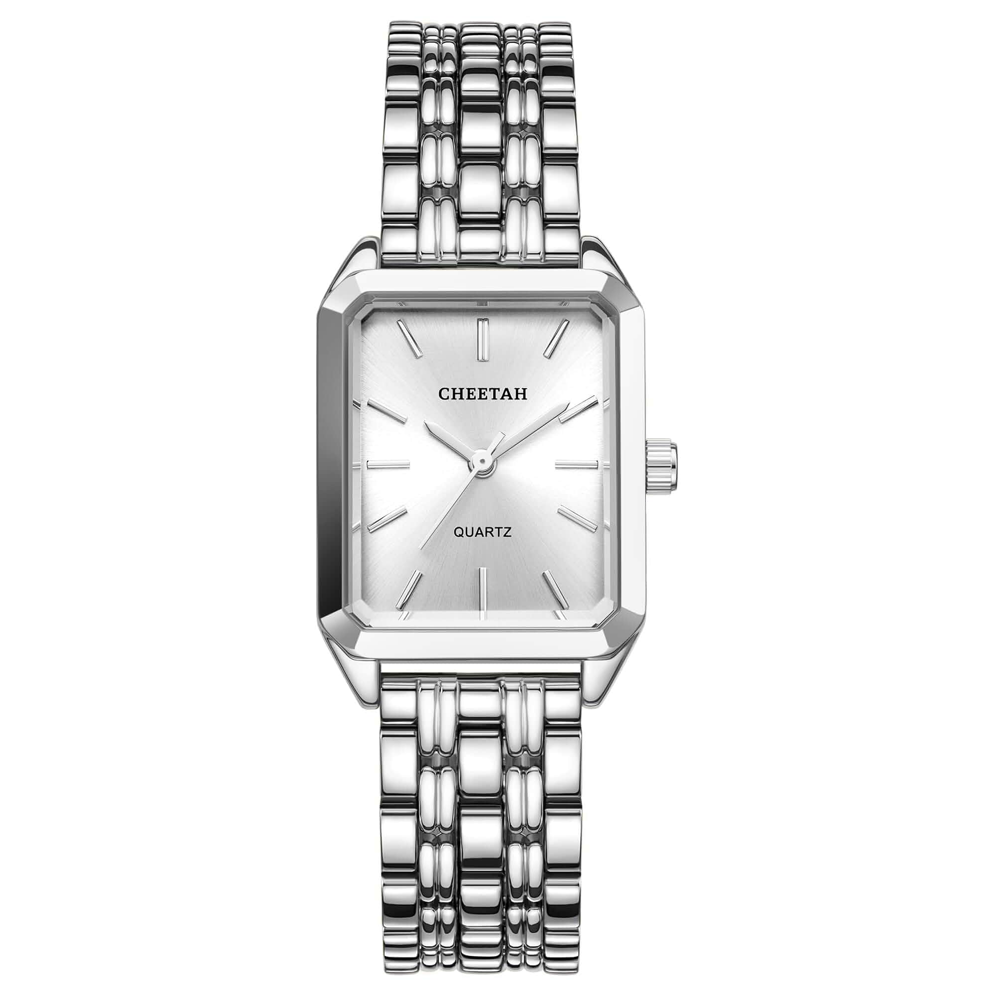 CHEETAH Women's Gold-Tone Dainty Watch, Retro Style Rectangular Case and Stainless Steel Band, Gift for Her Stainless Steel