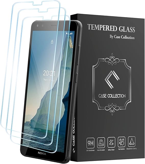 Case Collection Tempered Glass for Nokia C01 Plus Screen Protector - Easy Installation, No Bubbles, Scratch & Dust Proof, Curved Corners Protective Cover, Clear & Strong - Pack of 3