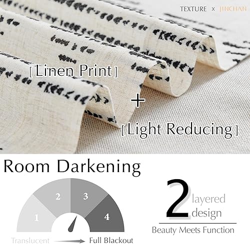 Miniatura 4 de jinchan Cenefa bohemia con cenefa de cocina opaca para ventanas, cenefa geométrica a rayas para sala de estar, cenefa de doble capa de 18 pulgadas,