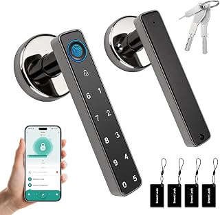 Smart Door Lock with Knob, Keyless Entry Door Locks with Handle, Fingerprint Door Knob with Keypad&App Control for Bedroo... Price In India