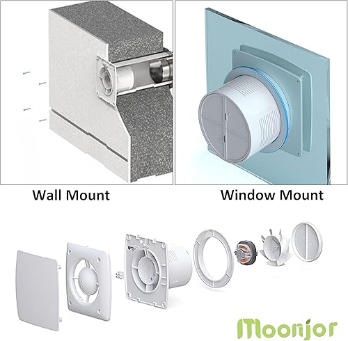 Miniatura 10 de Moonjor Extractor de ventilación de 4 pulgadas, 55CFM 12 W, ventilador extractor de ventilación de montaje en pared para cocina, baño, taller,