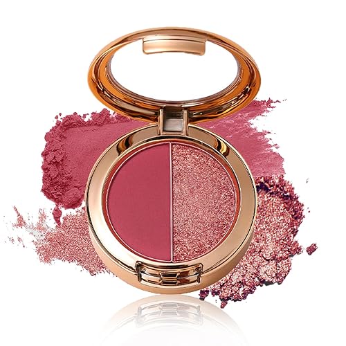 ZHISHUDL Paleta de sombra de ojos de doble color con purpurina mate, paleta de maquillaje de sombra de ojos de alto pigmento en polvo, maquillaje de