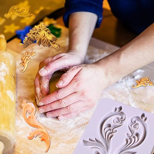 Miniatura 4 de Molde barroco para fondant, molde de silicona para decoración de pasteles de chocolate, para cumpleaños, boda, decoración de cupcakes, arcilla de