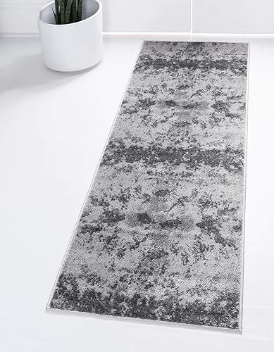 Unique Loom Metro Collection - Alfombra de área (2 pies x 6 pies 9 pulgadas, gris claro)