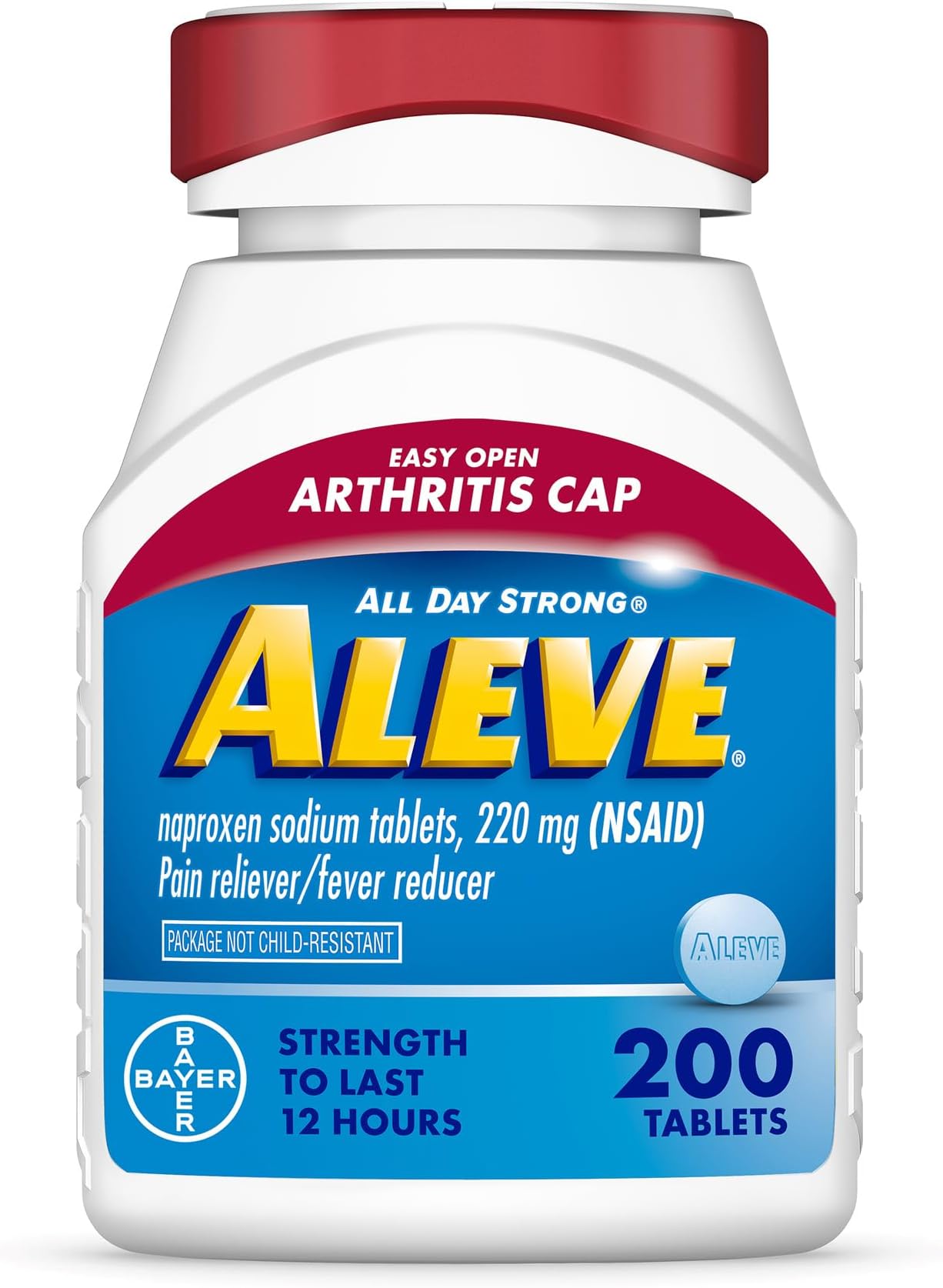 Easy Open Arthritis Cap Tablets, Naproxen Sodium for Pain Relief โ 200 Count