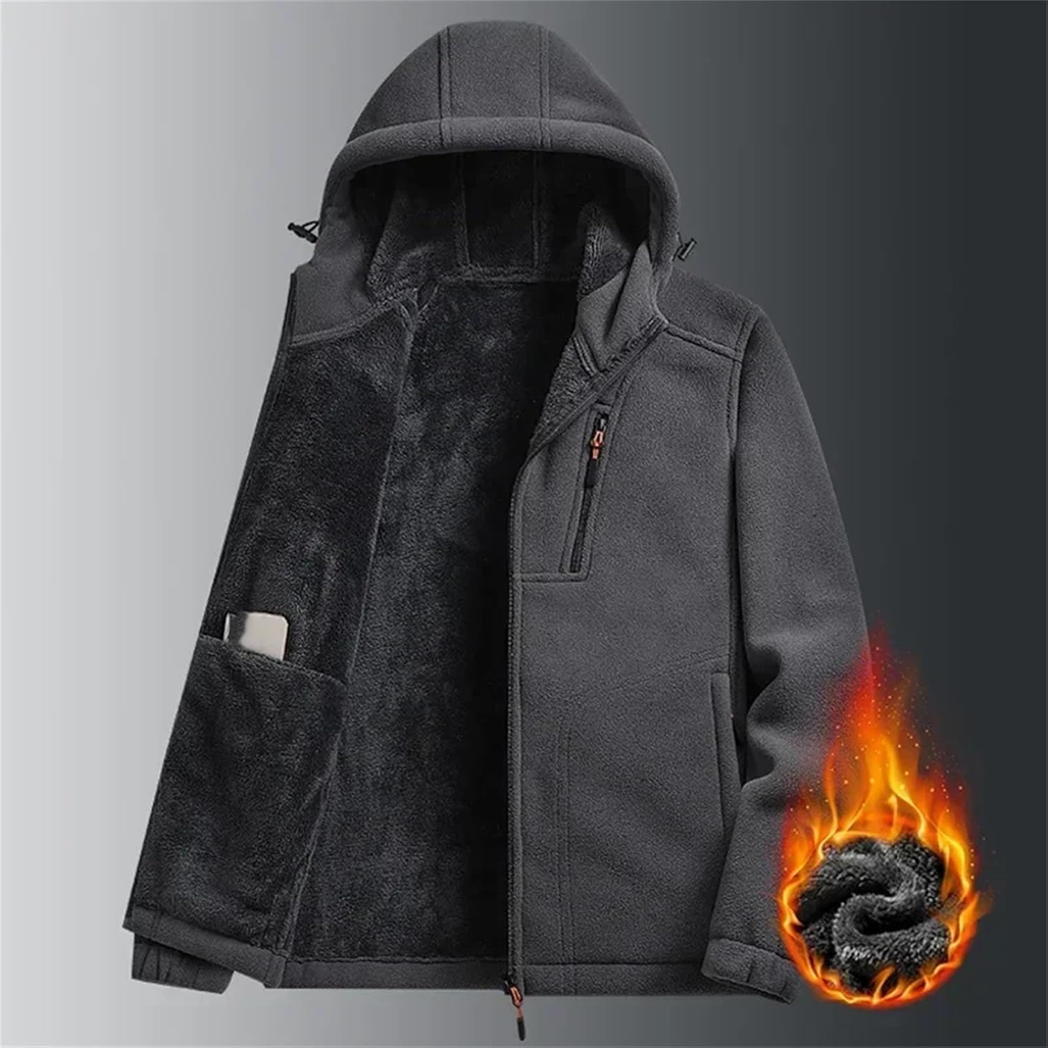 Men's Hoodie Fleece Warm Windbreakers Winter Camping Hiking Jackets Tactical Soft Polar Coats