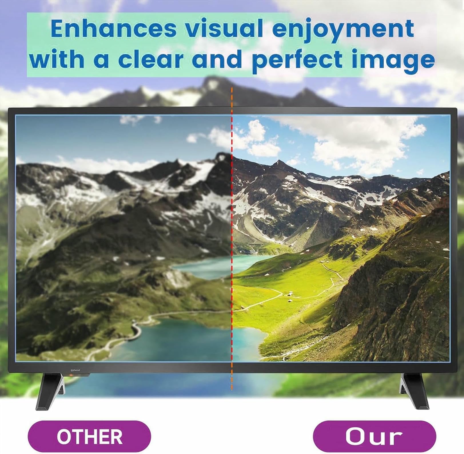 protector de pantalla para televisor, El filtro de luz azul antideslumbrante mate 50 pulgadas suaviza