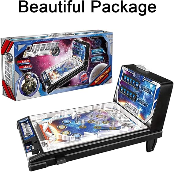 Mini Pinball Toys Space Pinball Toys Kids Room Pinball Birthday Gift Parent-child Game Console Pinball Toys with Light