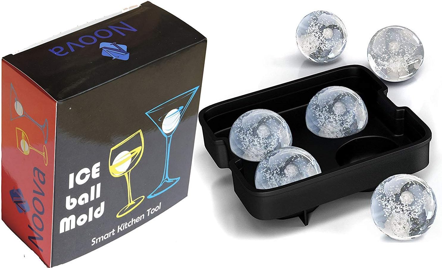 BLAPOXE Whiskey Silicon Ice Cube Ball Maker Mold Sphere Mould Brick Party Tray Round Bar