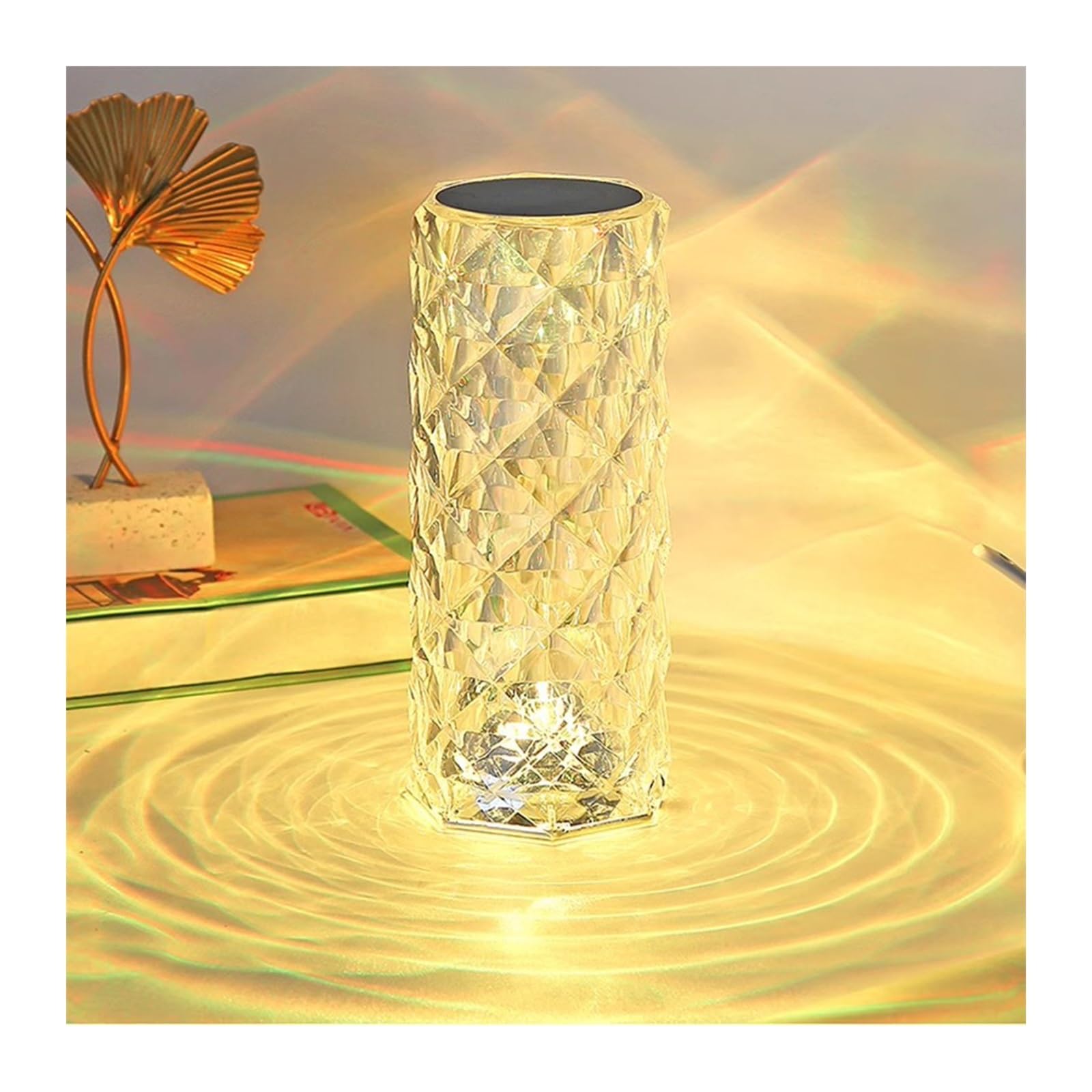 SDA287MZ Bedroom Lamp Crystal Rose Ambiance Table Lamp Bedroom Bedside Lamp LED Romantic Multi-color Changing Light Rechargeable Touch Switch Remote Control Table Lamp