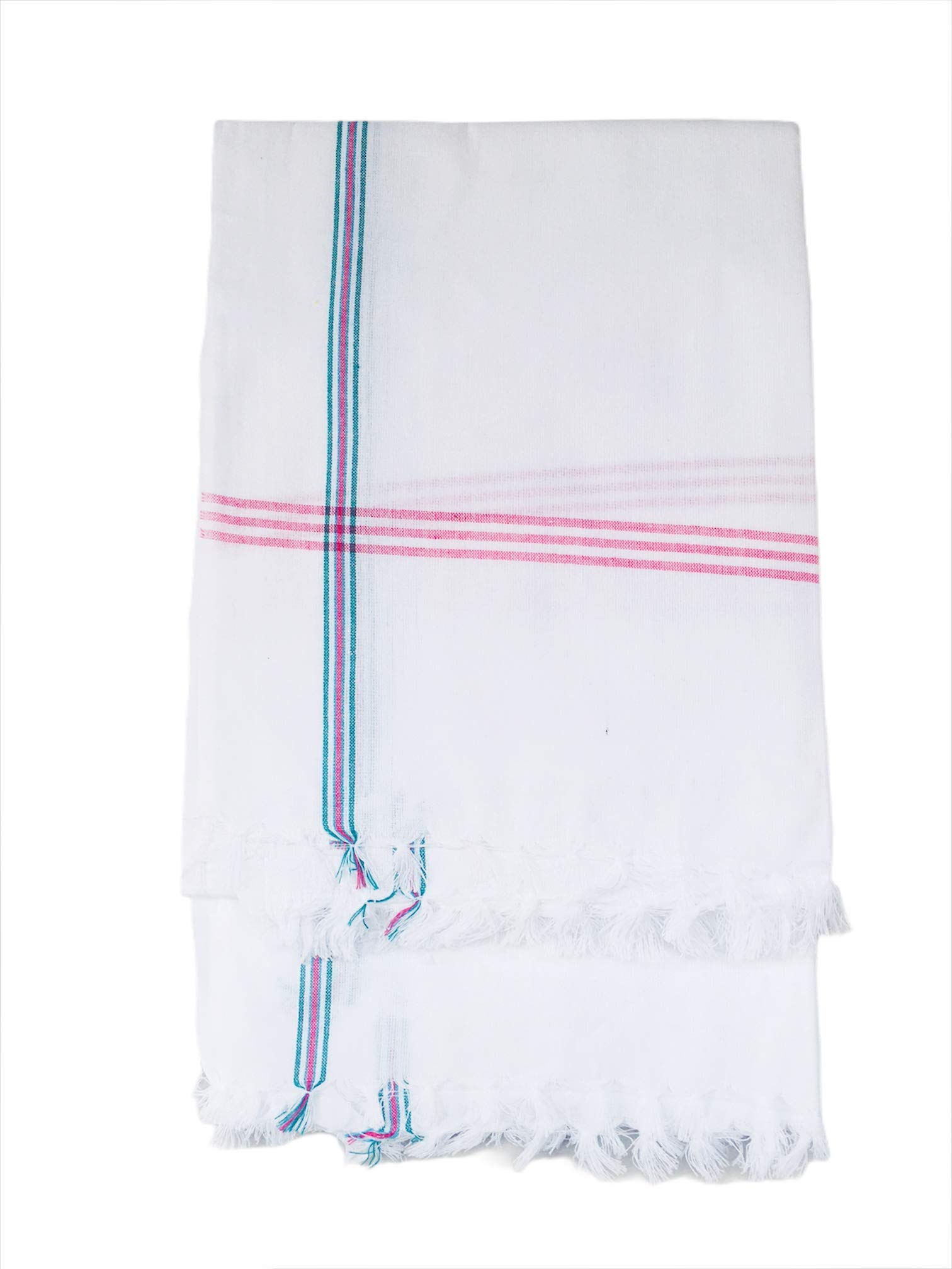 Your's Shopekart Handloom Cotton Bath Towels (Pack of 2, Large Size, Light Weight, 34 x 68 Inches White Colour.