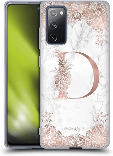 Head Case Designs Funda de gel suave con monograma de mármol de oro rosa con licencia oficial Nature Magick Letter D compatible con Samsung Galaxy