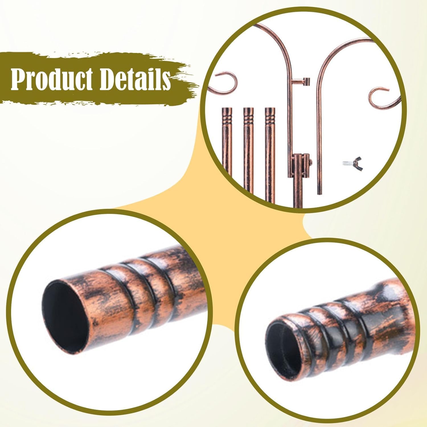 Double Shepherds Hooks for Outdoor Bird Feeder Pole Free Standing Two Sided Stand Garden Hook for Flower Basket Lantern Yard