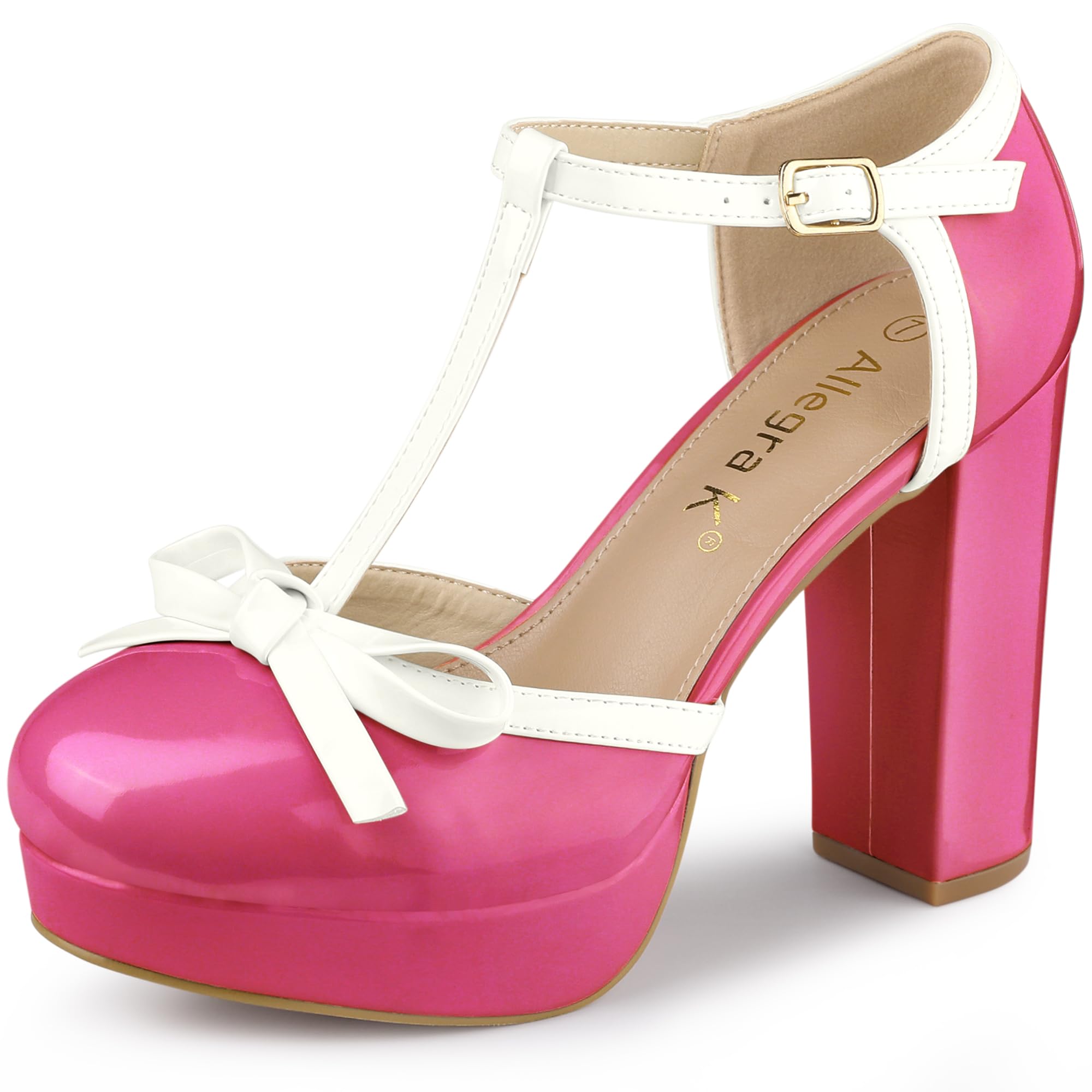 Escarpins à talons épais avec nœud décoratif et sangle ajustable - 8