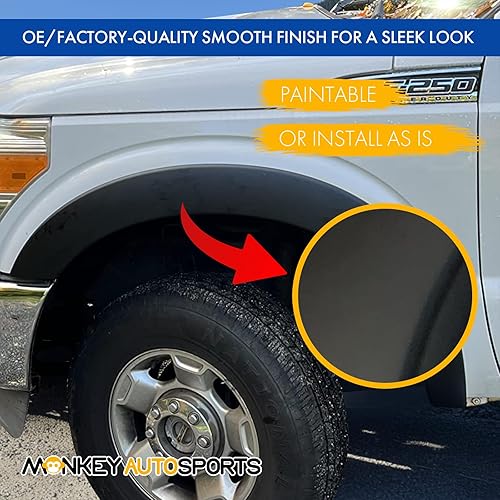 Miniatura 5 de Monkey Autosports 2011-2016 Ford F250/F350 Factory/OE design Fender Flares | Set of 4 | Front Right, Front Left, Rear Right and Rear Left | Fits