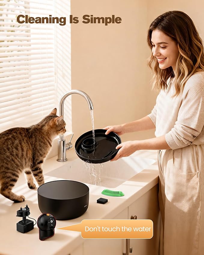 Bebedero para Gatos Inalámbrico GOOIFUN con Sensor de Movimiento, 2.6L miniatura 8