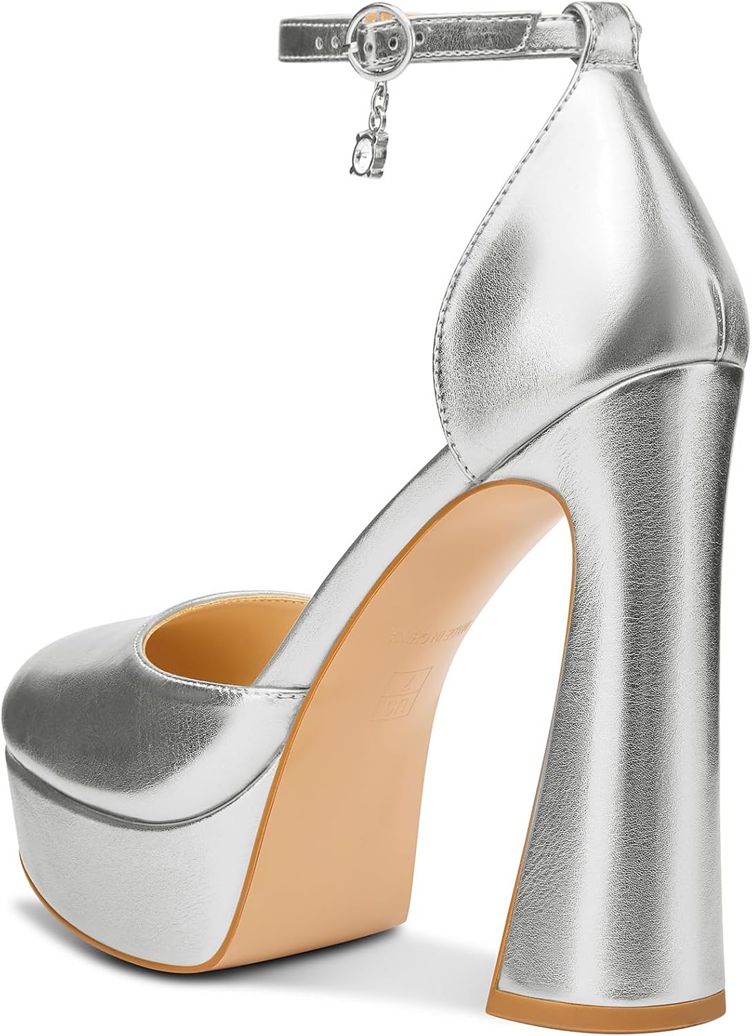 HDEUOLM Womens Chunky Block High Platform Heel Round Toe Closed Toe Pumps Two-Piece Ankle Strap Buckle Party Cute 5.3 Inches Heels - Image 5