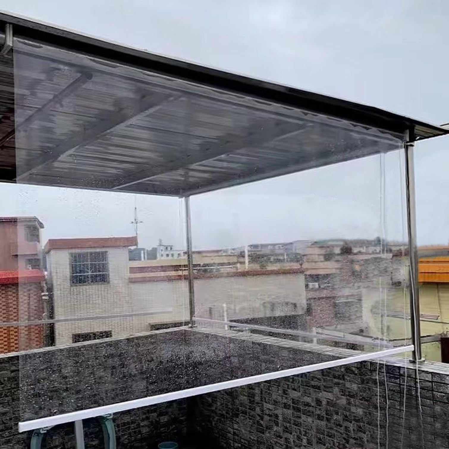NIANXINN Persianas Enrollables Transparente Exterior,Estor Enrollable Impermeables de Plastico PVC,Cortinas Divisorias a Prueba de Viento y Polvo,Personalizadas,Ancho x Alto (85cm x 120cm)