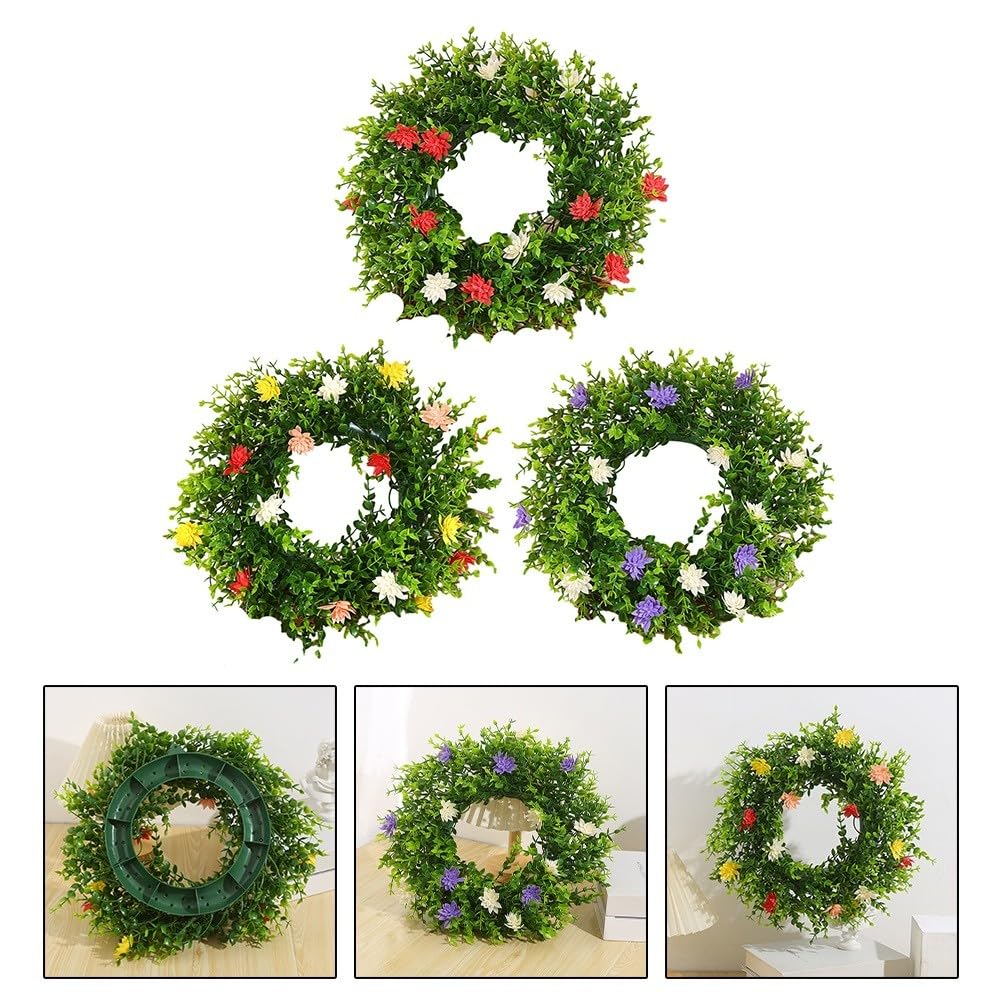Ghirlanda artificiale, 40 cm, ghirlanda floreale primaverile con fiori selvatici in PE per porta d'ingresso, decorazione per casa e ufficio