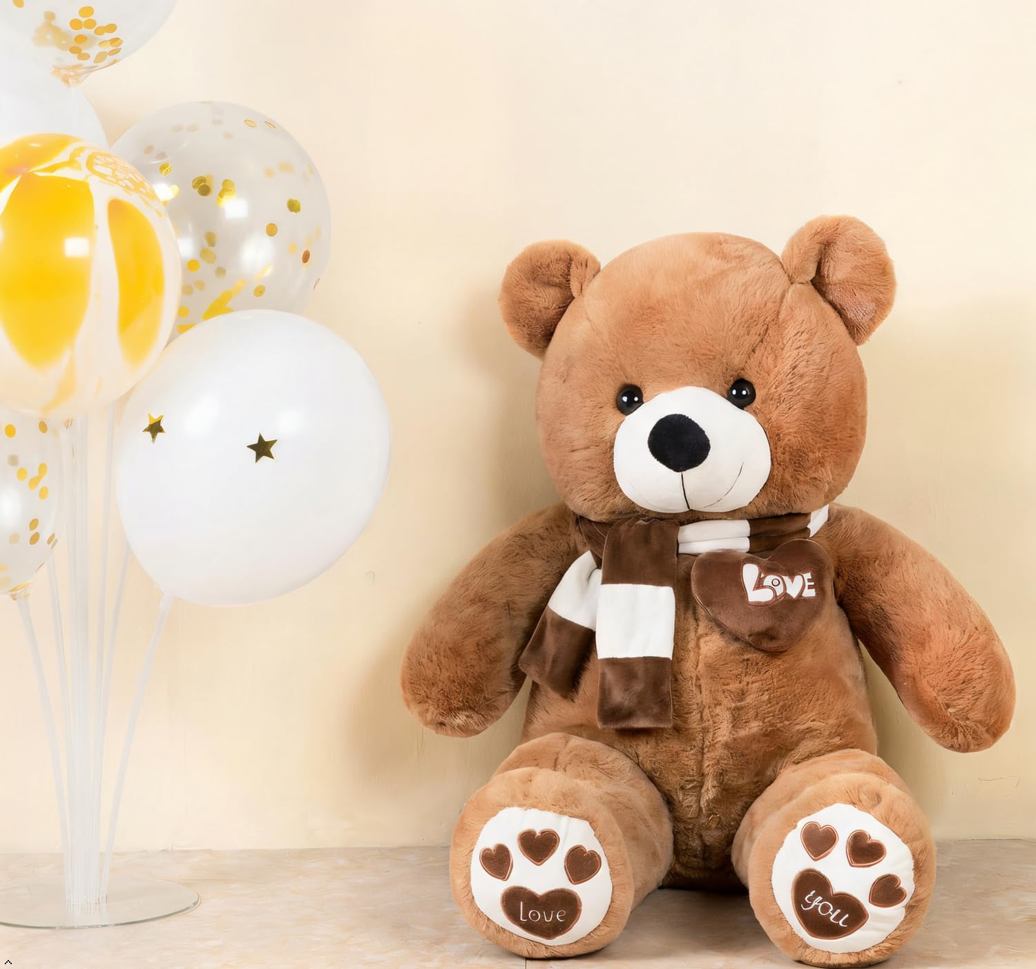 YunNasi Orso di Peluche Gigante Orsacchiotto Gigante Morbido Peluche Giganti Bianco (100cm, Marrone scuro) | Morbido Peluche Giganti (100cm, Marrone scuro)