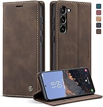 KZB Case for Samsung Galaxy S23 5G Premium Leather Flip Case Protection Card Slot Magnetic Stand Case for Samsung Galaxy S23 6.1 Inches – Coffee