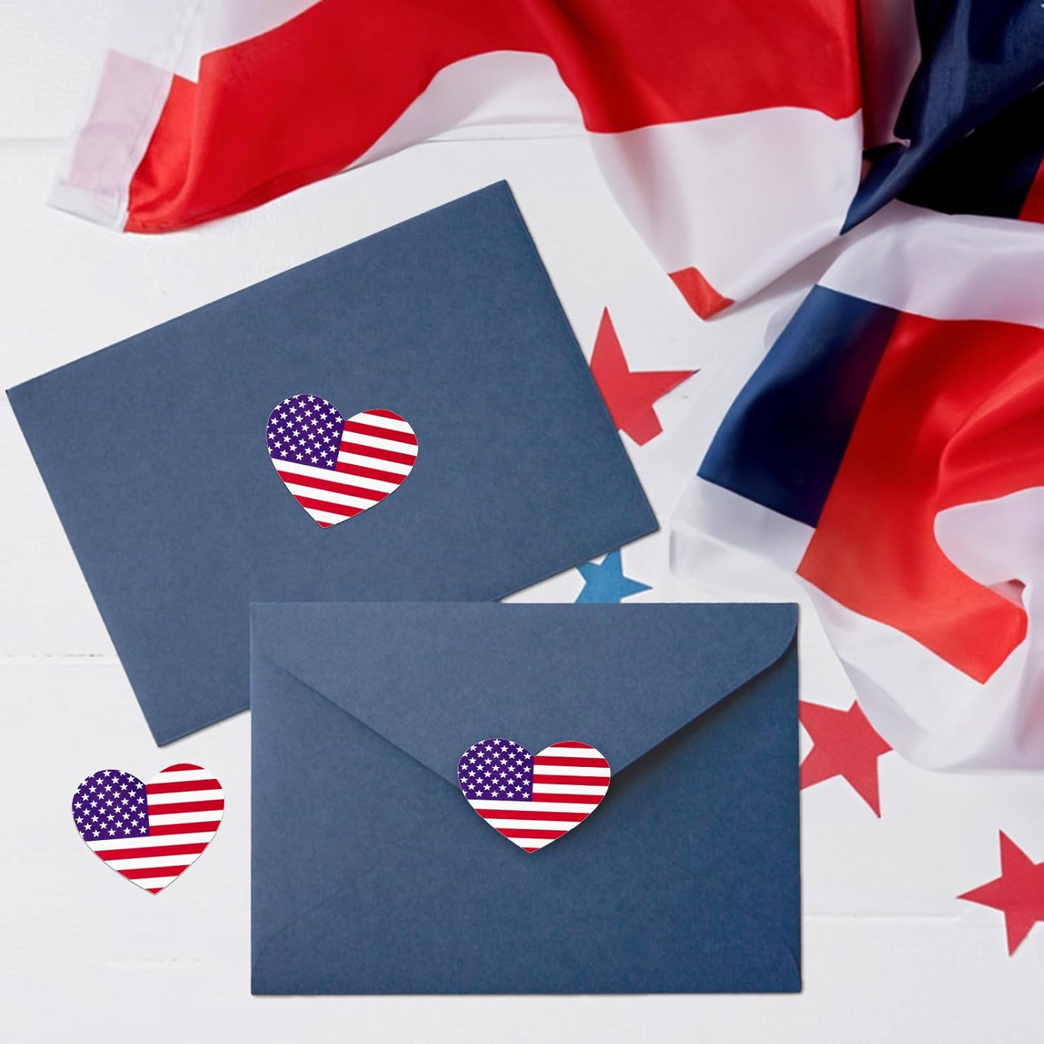 Anwyll American Flag Heart Stickers - 500Pcs 1.5Inch USA Patriotic Seals Labels Stickers Self Adhesive 4th of July Sticker Memorial Day Sticker for Independence Day Kids Reward Envelope Seal Card - Image 6