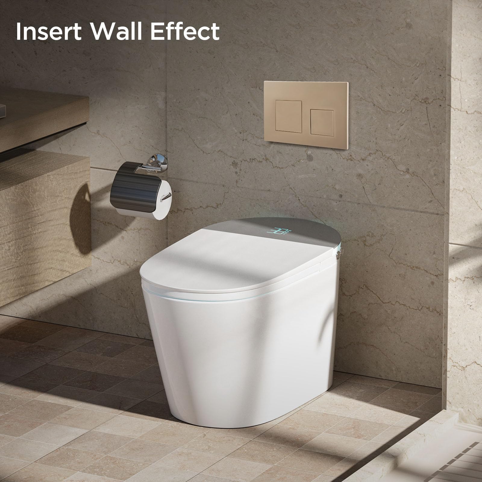 Piastra di controllo WC sospesa, compatibile con Geberit Sigma 20, UP300 & UP320, con sistema a doppia caccia, silenziosa, durevole e a risparmio di acqua