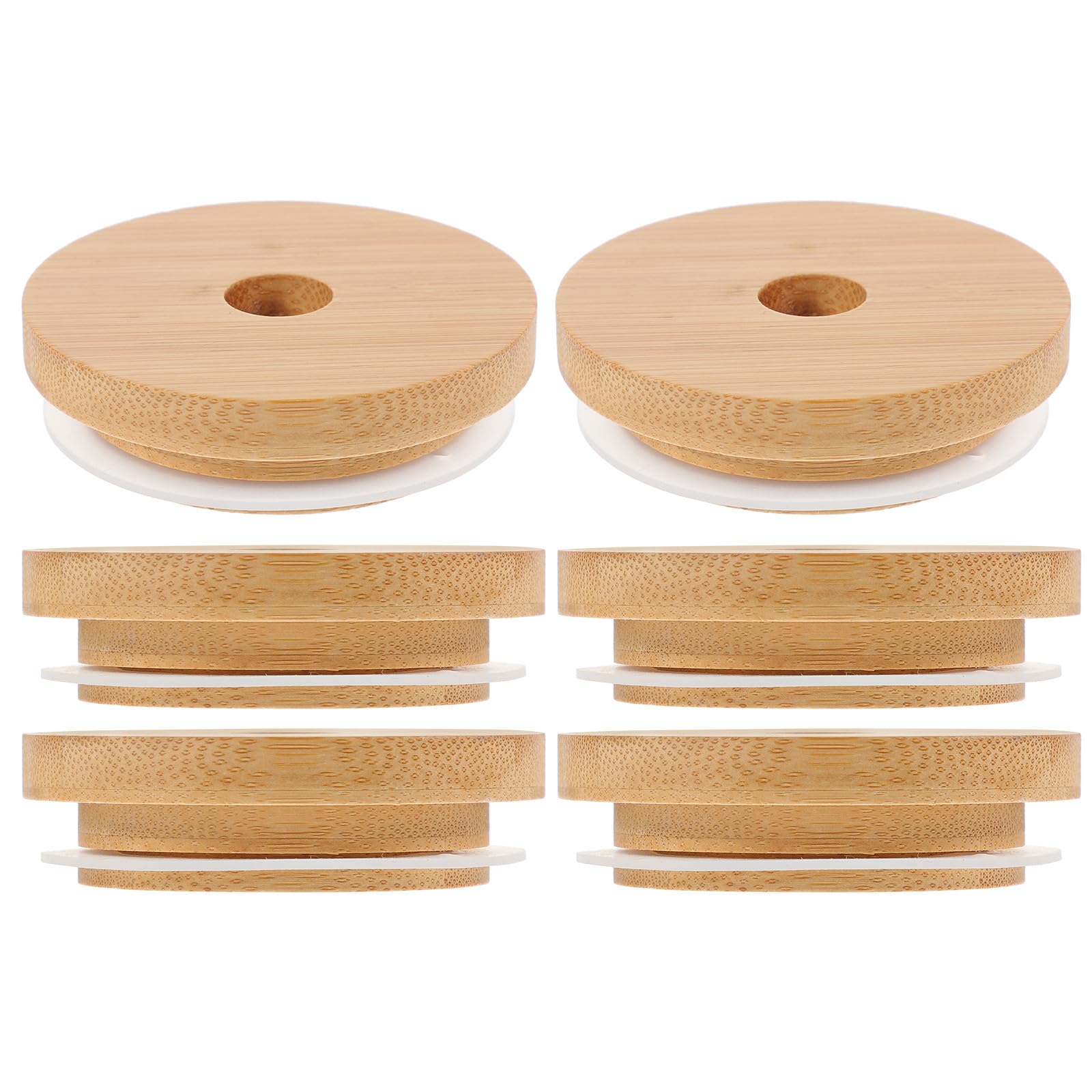 Tapas de madera herméticas reutilizables de boca regular con anillo de silicona para botes
