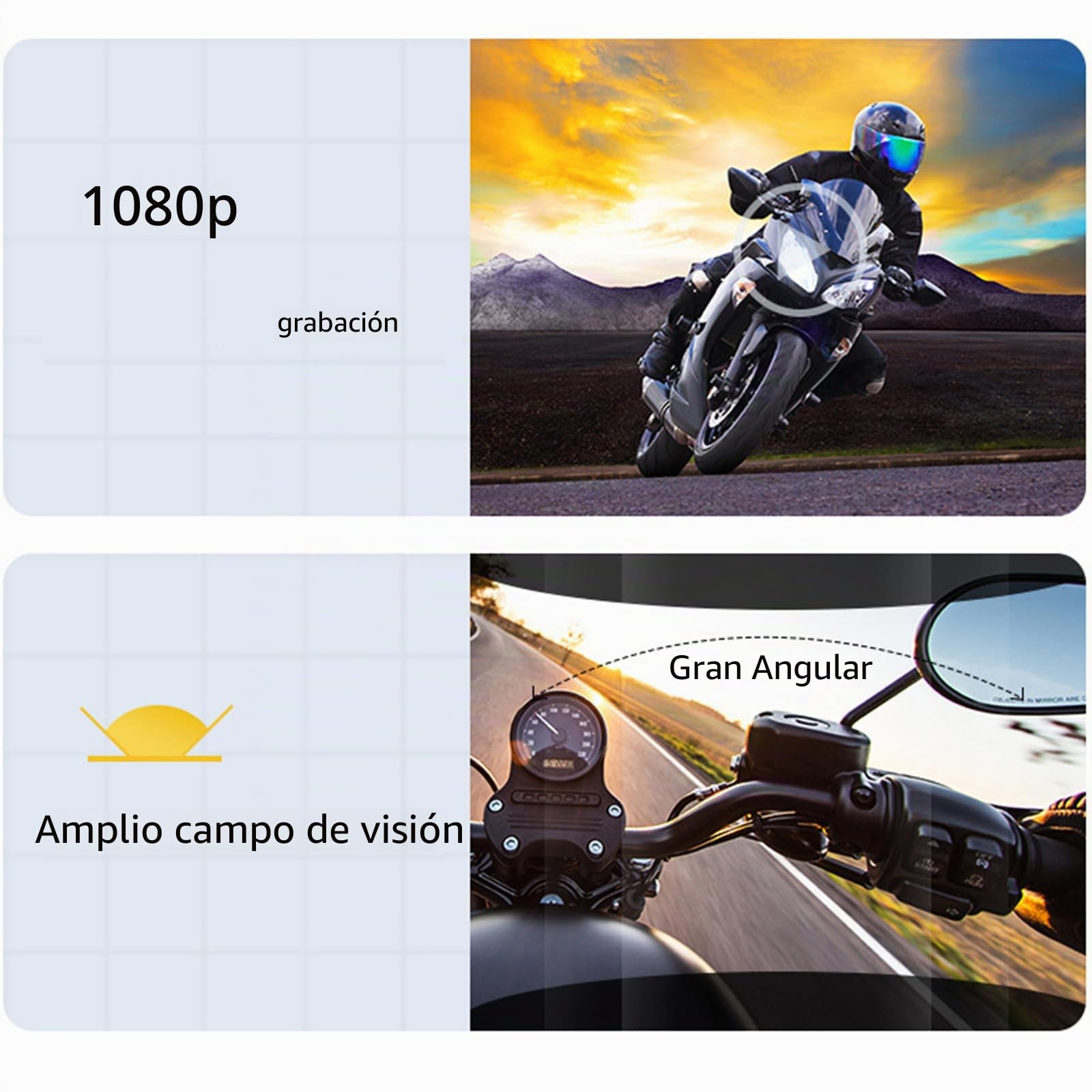 Helmets - Intercomunicador compatible con Bluetooth con grabadora de conducción 1080P 120°, auriculares de 360 grados, cámara
