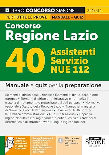 Concorso Regione Lazio 40 Assistenti Servizio NUE 112 – Manuale e quiz per la preparazione
