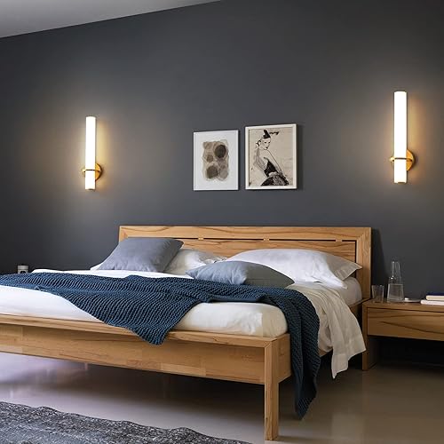 Miniatura 6 de Aplique de pared dorado con apliques de pared, juego de dos  Moderno aplique de pared de 18 W 3000 K LED regulable lámpara de pared acrílica