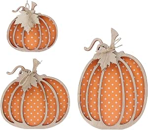 Amazon.com: Small Statue Decor Wooden Autumn Pumpkin Fall Decorations ...
