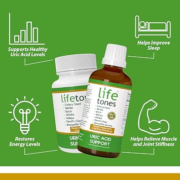 Lifetones Uric Acid Support Bundle - Tincture & Capsules for Joint Health & Comfort
