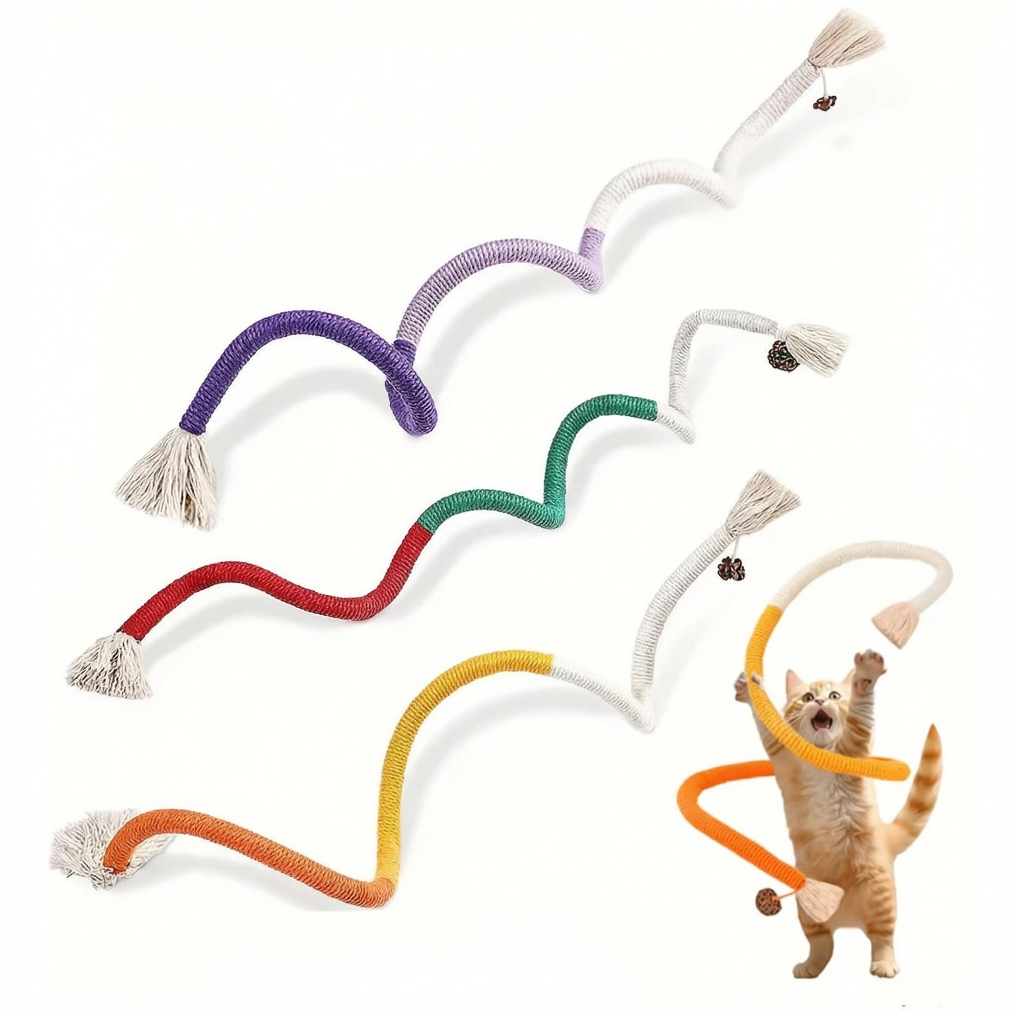 Zirax Catnip Toys for Indoor Cats, Natural Silvervine Sticks & Cotton Rope Cat Chew Toys, Interactive Kitten Teething Toys for Dental Health, Cleaning Teeth, Stress Relief & Boredom (Pack of 6)