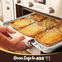 Vista 4 de Juego de Bandeja Grande para Hornear con Rejilla, E-far Bandeja de Galletas de Acero Inoxidable de 20"x14" para Cocinar y Asar en el Horno, Bandeja