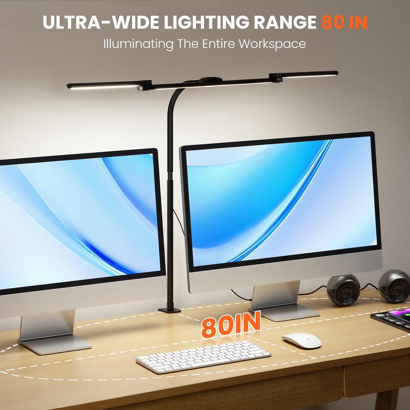 LED-Schreibtischlampe für Büro, Zuhause, 3 verstellbare Computer-Monitor-Lichtleiste, stufenloses Dimmen, augenschonende Architekten-Schreibtischlampe, Tischlampe, Tischlampe, zum Anklemmen, mit